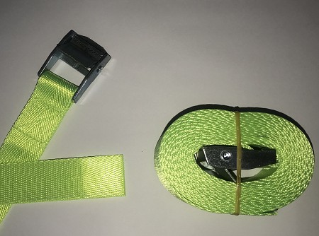 Set de Correas de Amarre Verde Fosforescente 2,5 cm x 5,5 mts - 120003-1
